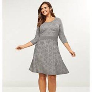 NWT- Scoop Neck Gray Midi Fit and Flare Dress